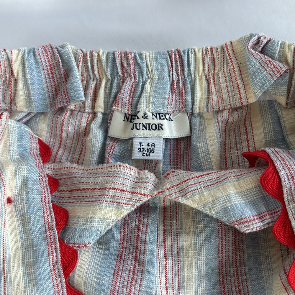 VINTAGE NWOT NECK & NECK JUNIOR UNISEX OVERALLS STRIPPED WITH RED DETAIL 4T - Picture 10 of 12